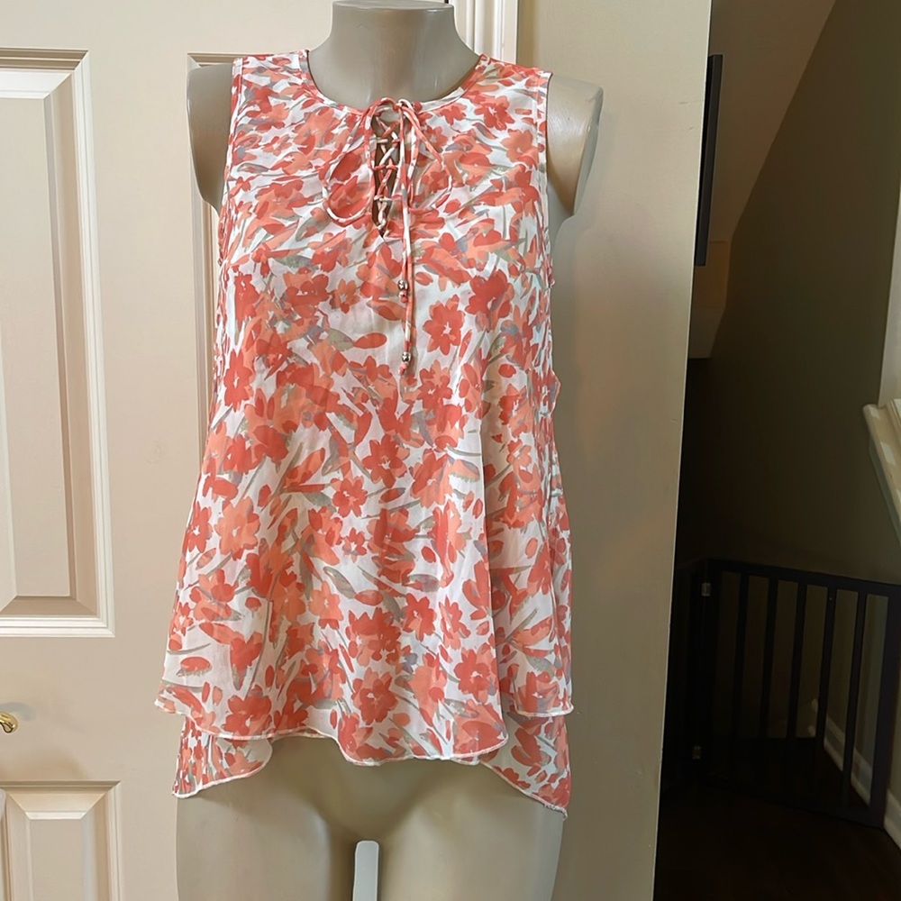 NWT Lysse floral lace up bodice blouse, small